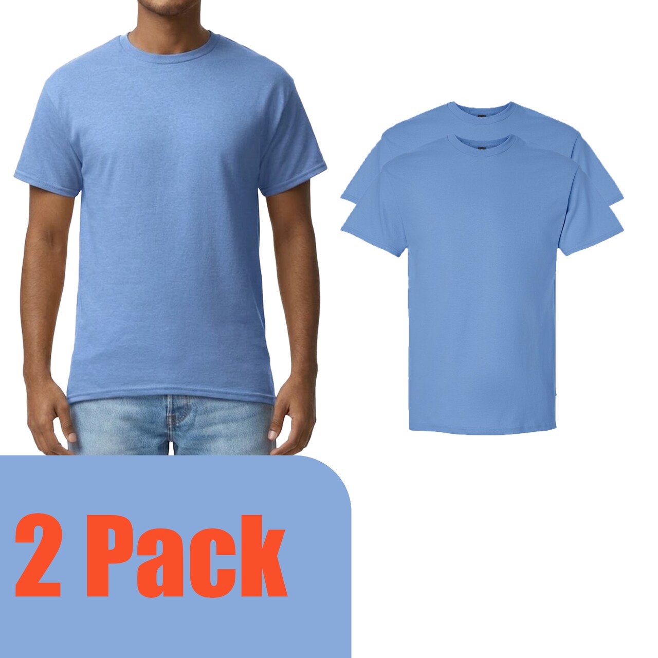 Gildan Unisex Ultra Cotton T-Shirt Blanks for Printing, Carolina Blue Short Sleeve Tee for Craft Projects